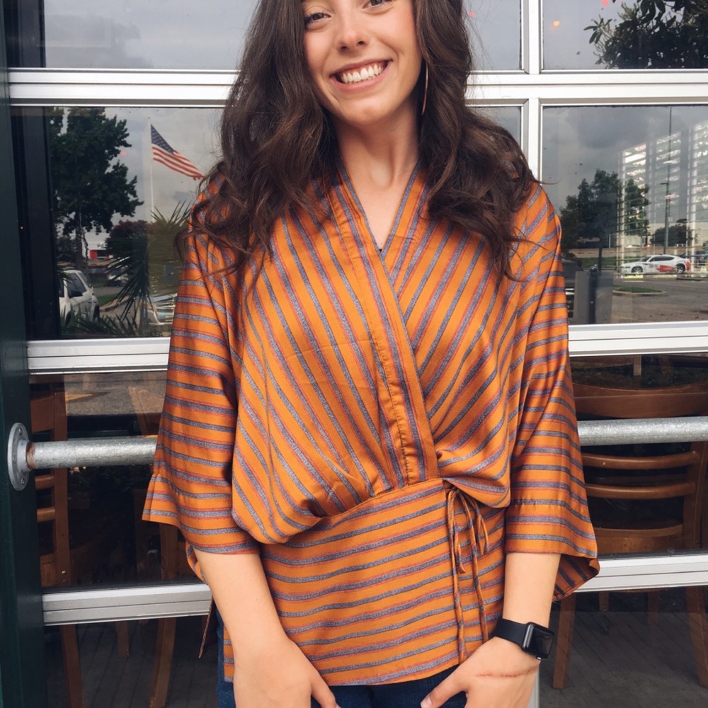 Striped Orange and Blue Women's Top